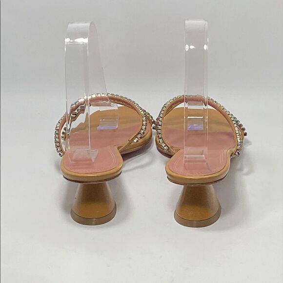Amina Muaddi Gilda Crystal Strap Heeled Leather Sandals size 38.5 - Picture 5 of 12